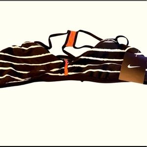 NIKE BLACK AND WHITE STRIPED RACERBACK BIKINI TOP SIZE 16 NWT